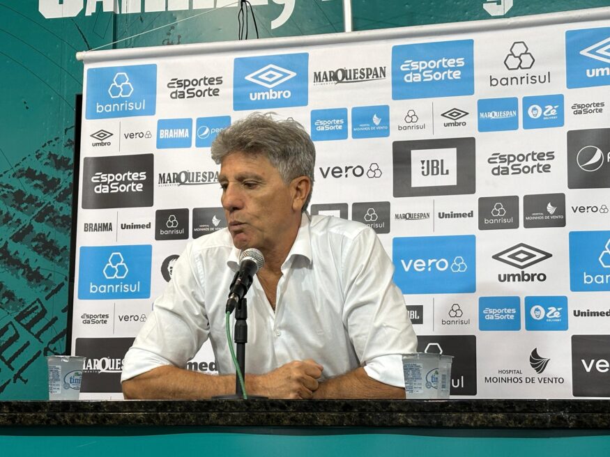 Renato Portaluppi em entrevista coletiva no Grêmio