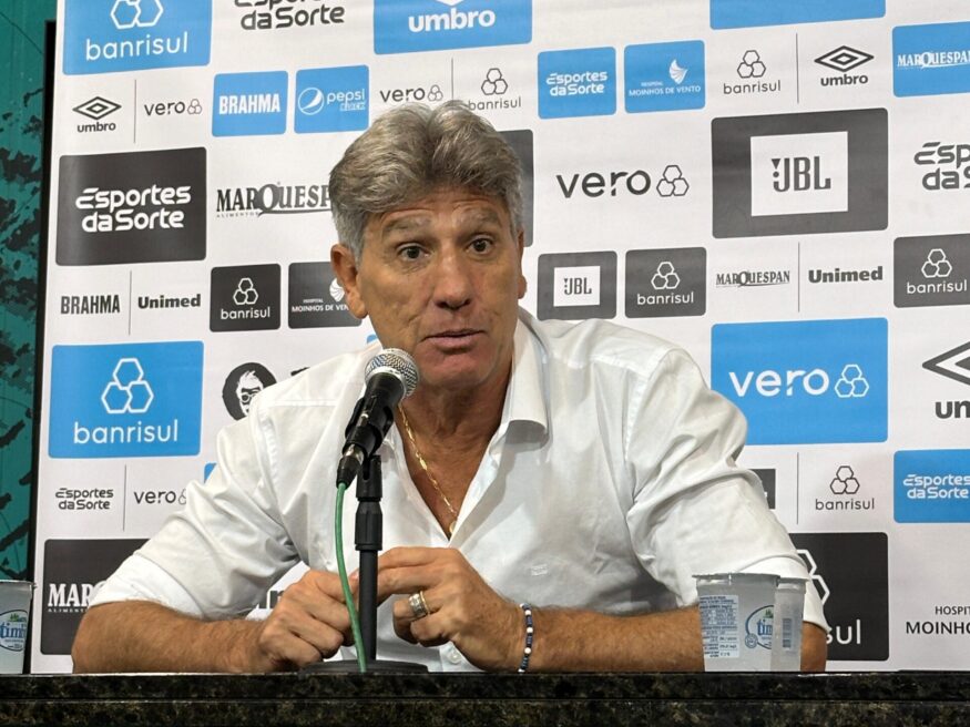 Renato Portaluppi em entrevista coletiva no Grêmio